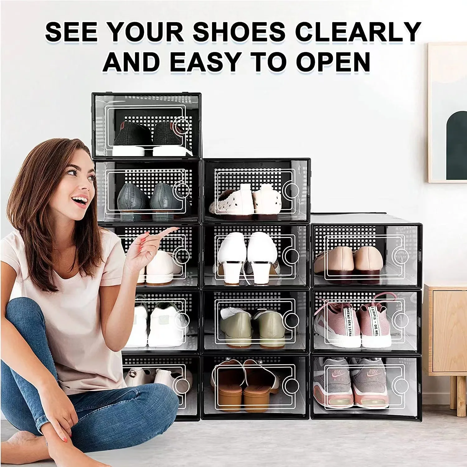 Men Shoes Rack - Thickened Plastic Transparent Multi-layer Shoe Box