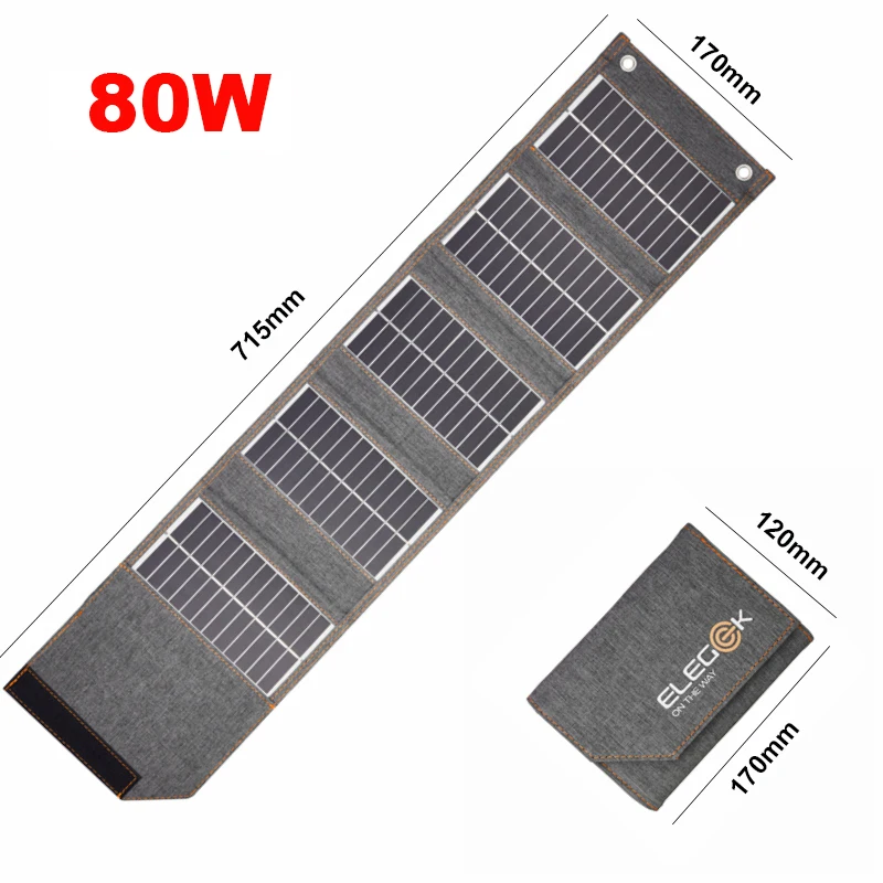 80W/130W Folding Solar Panel USB 5V Solar Charger Portable Solar Cell Outdoor Phone Power Bank for Camping Hiking + 3 in 1 Cable