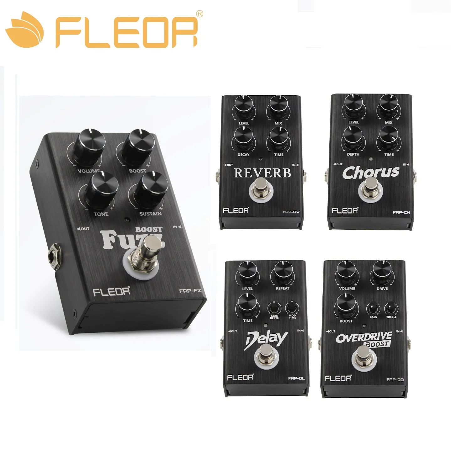 Pedal de Efeito para Guitarra FLEOR Fuzz/Reverb/Chorus/Delay/Overdrive Boost Mini Pedal True Bypass para Guitarra Elétrica e Baixo