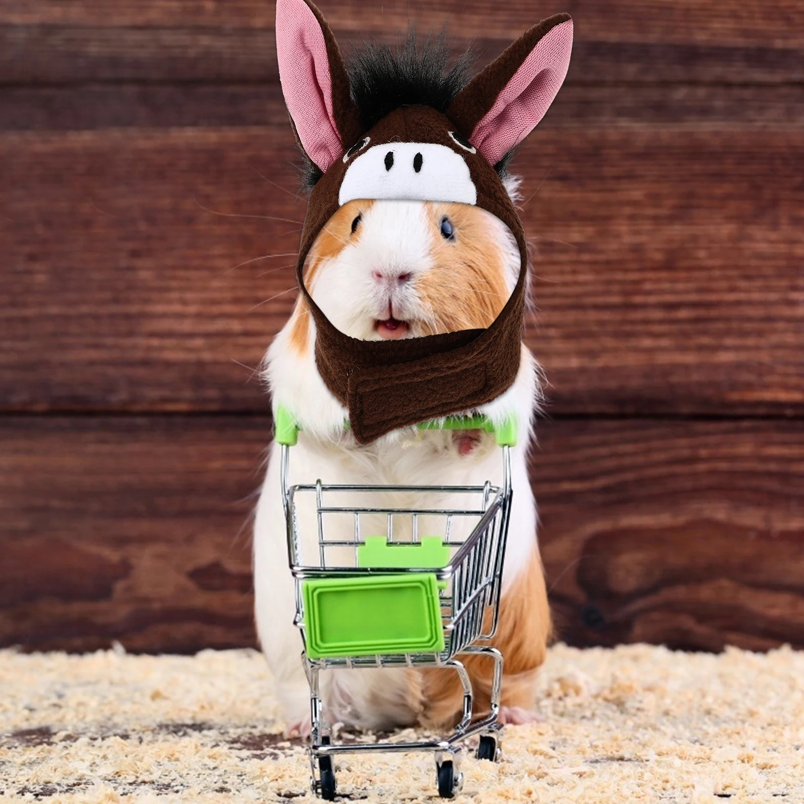 

Lovely Donkey Ear Pet Hood Headgear Party Accessory Cosplay Cap for Hamster Guinea Kitten Warm Reusable Costume Small
