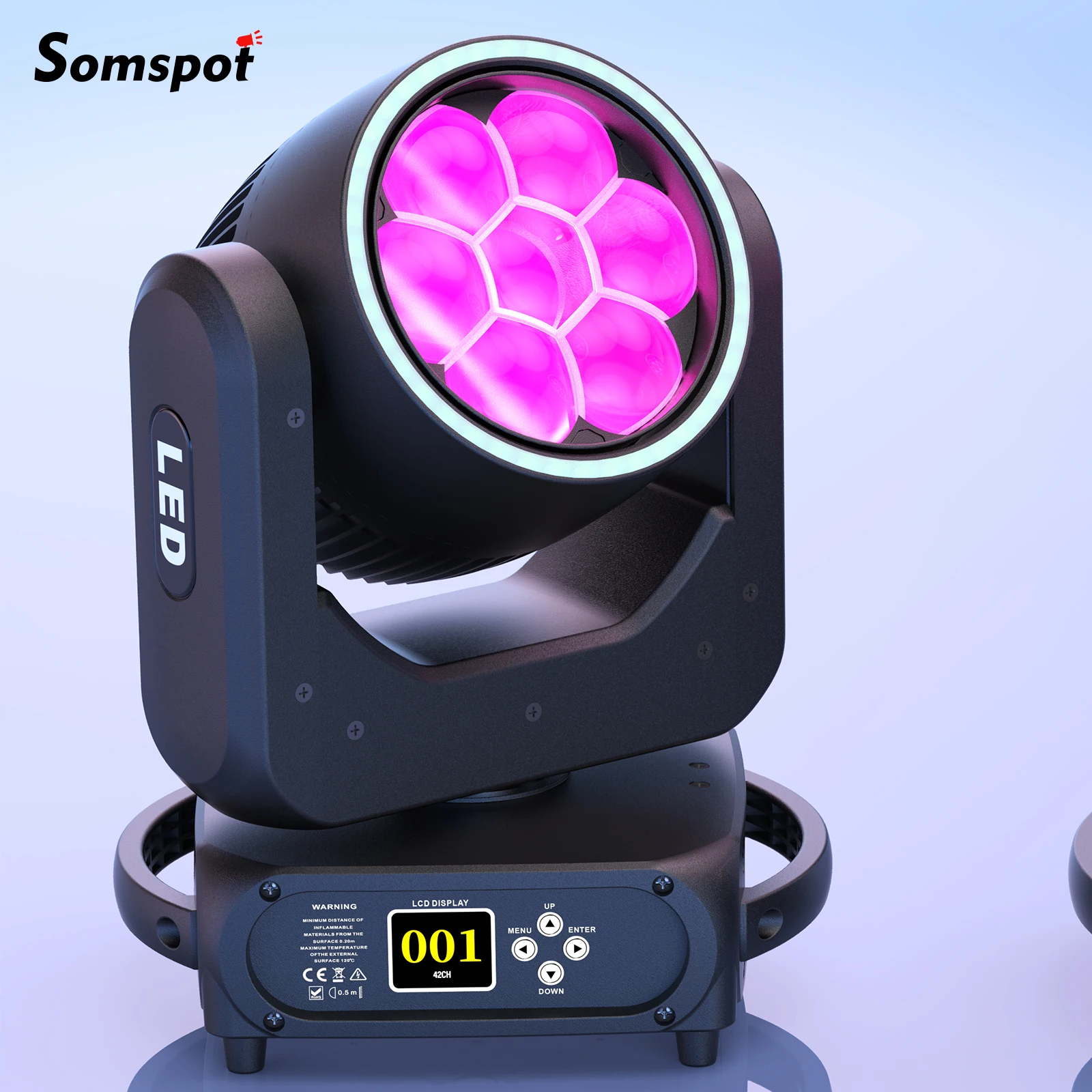 

Somspot 7x40W Zoom Moving Head Light RGBW Stage Effect Lighting Projector for Party Concert Wedding Theater Live Show Bar Club