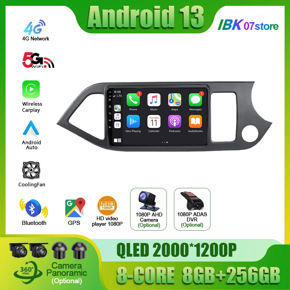 

For Kia Morning 2 picanto 2011 - 2017 Car Radio LHD OR RHD CarPlay Android Auto GPS Navigation Multimedia Video Player 2din DVD