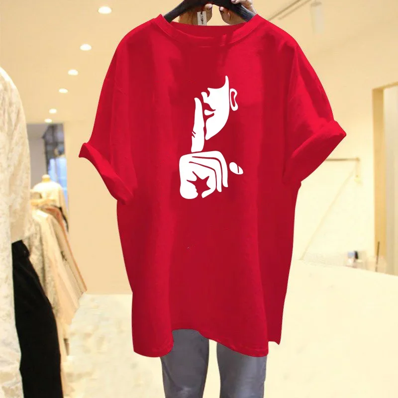 

Summer Casual Loose Basic T-shirt, Vintage O-neck Short Sleeve Top Tee, Women Clothing 100% Cotton Cartoon Printed Pullovers