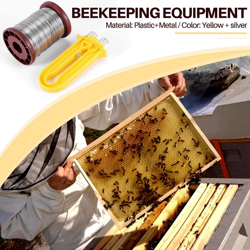 Bee Wire Cable Tensioner Crimper Frame Hive Bee Tool Box Nest Thread Tight Wire Beekeeping Equipment+0.5Mm 500G Wire