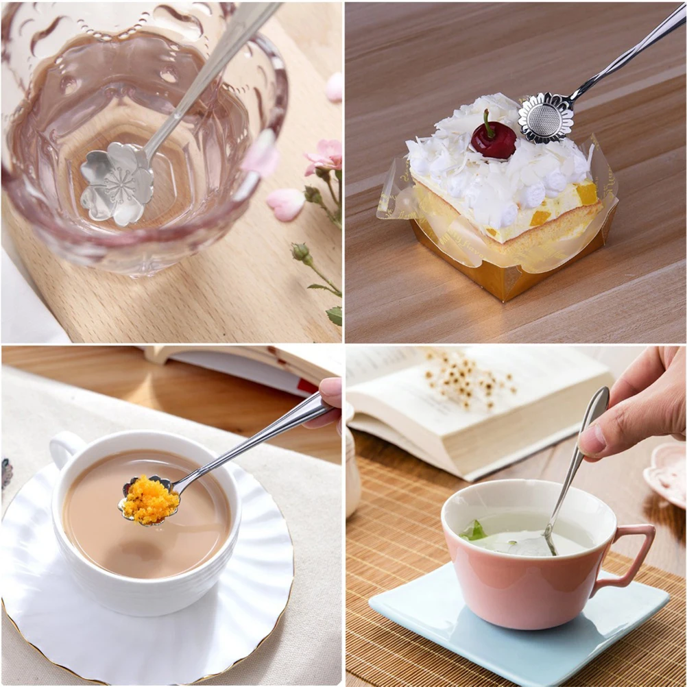 

Plum Spoon Serving Shaped Flower Coffee Spoons Stainless Tea Steel Teaspoon Baby