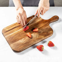 Solid Wood Cutting Board with Handle, Kitchen and Household Service Board, Bread and Fruit Plate, Cooked Food Board