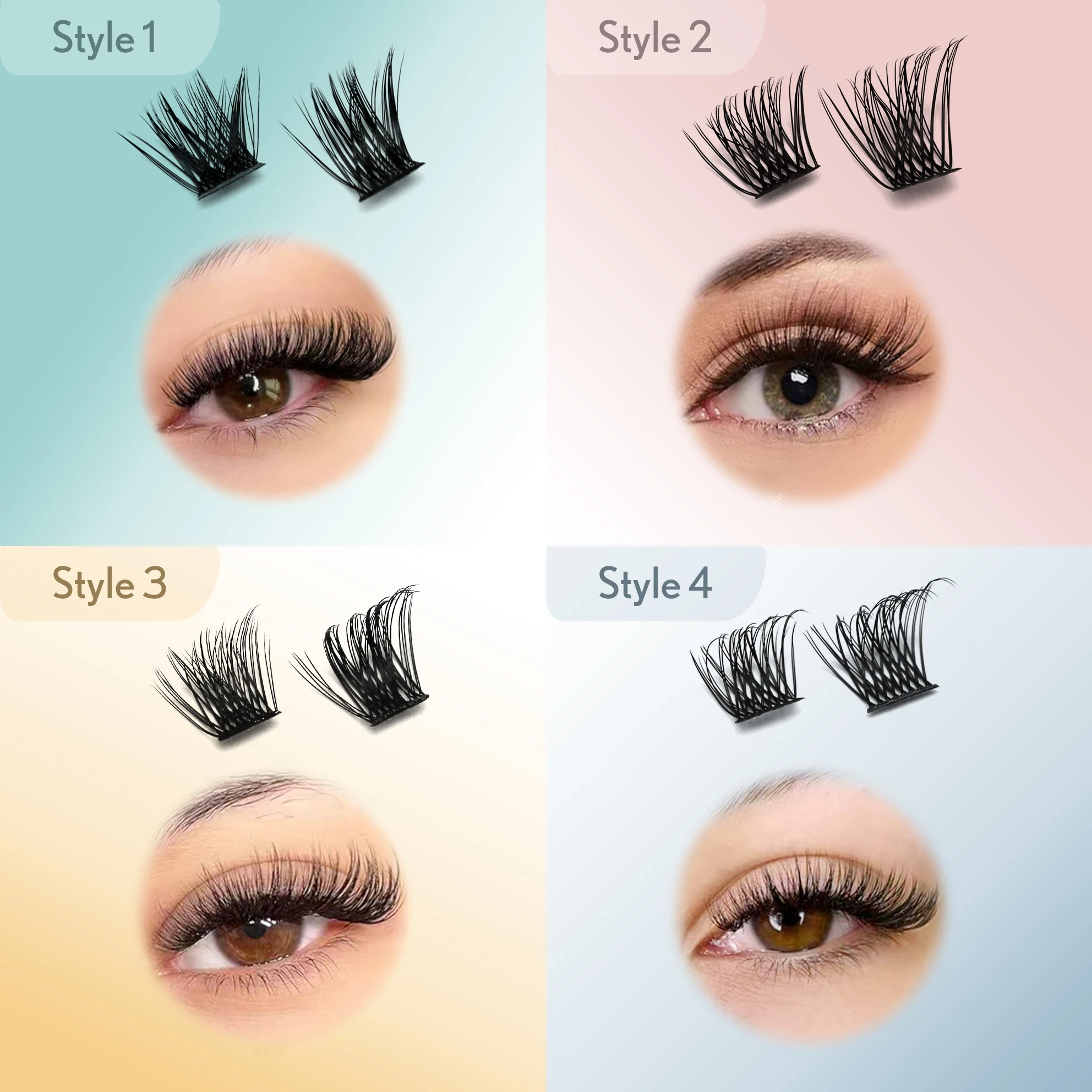 Extension de cils en grappe, faux cils individuels amovibles, Extensions de cils pour le maquillage du Volume
