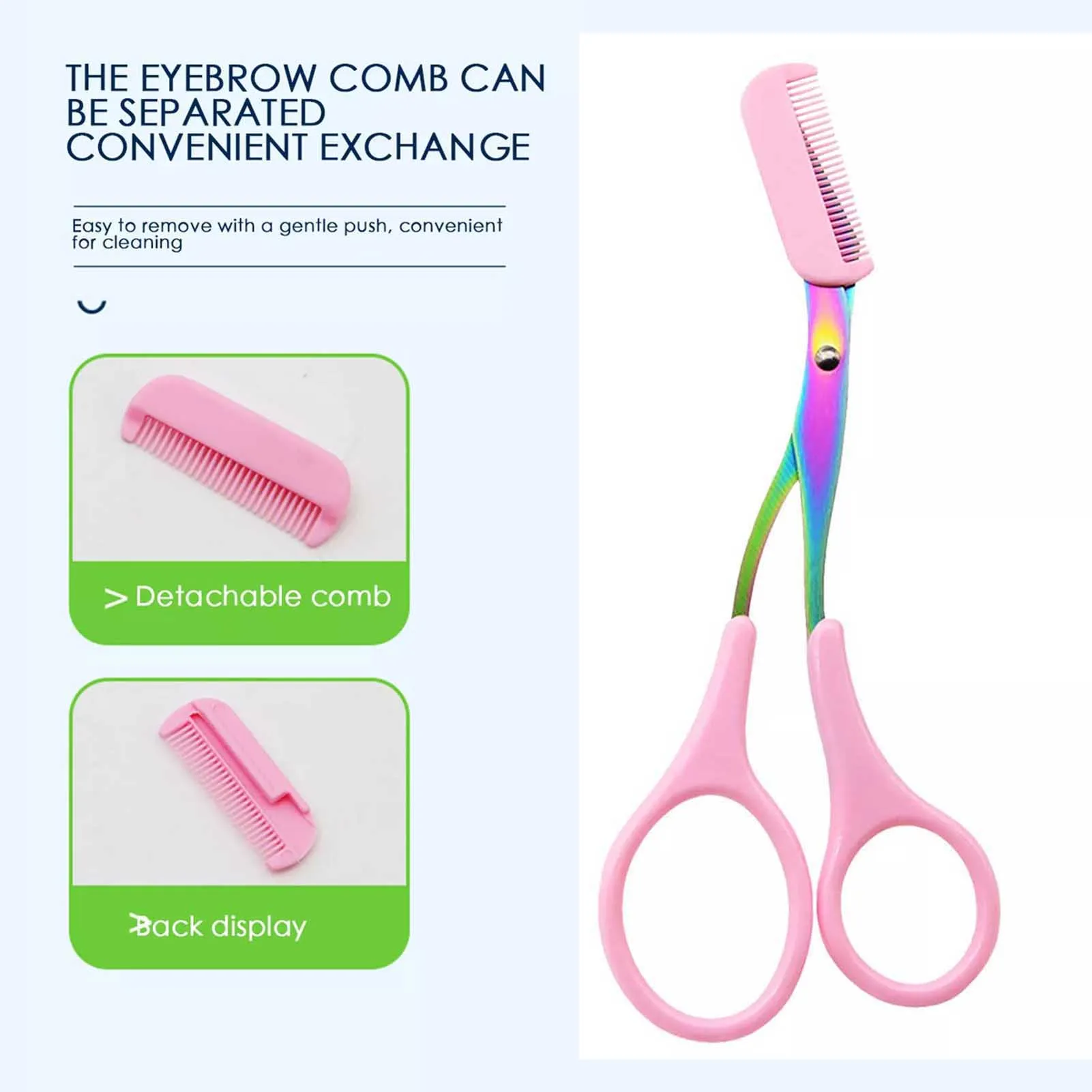 Color Eyebrow Trimmer Scissor with Comb All-in-One Shaper Epilator Cut Comb Scissors Suitable For Both Novices And Professionals