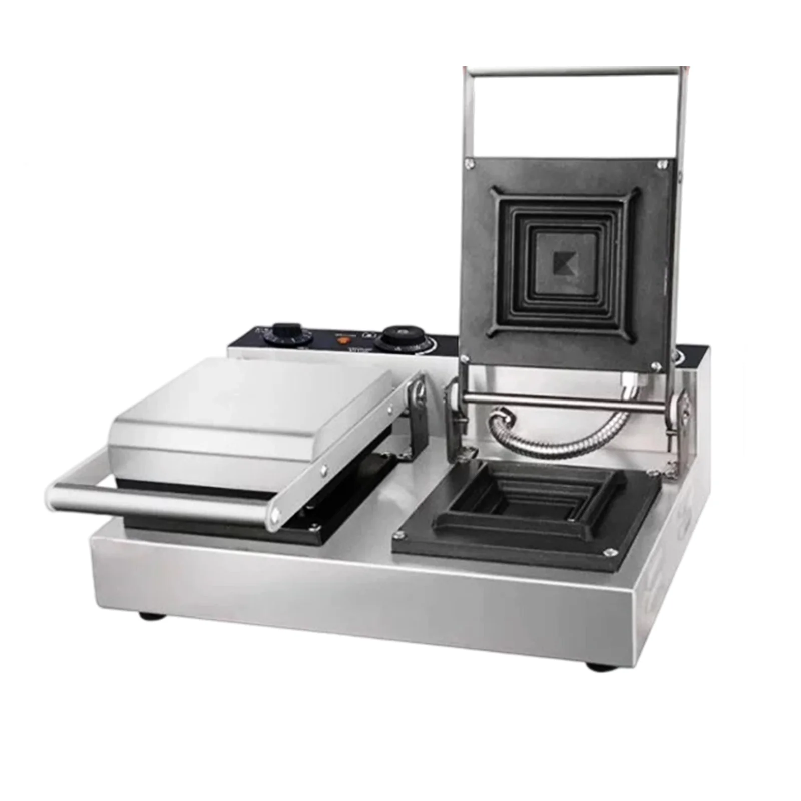 

Commercial Kitchen Electric Square Sandwich Panini Press Machine Double-Headed Stainless Steel New for Breakfast Sandwiches