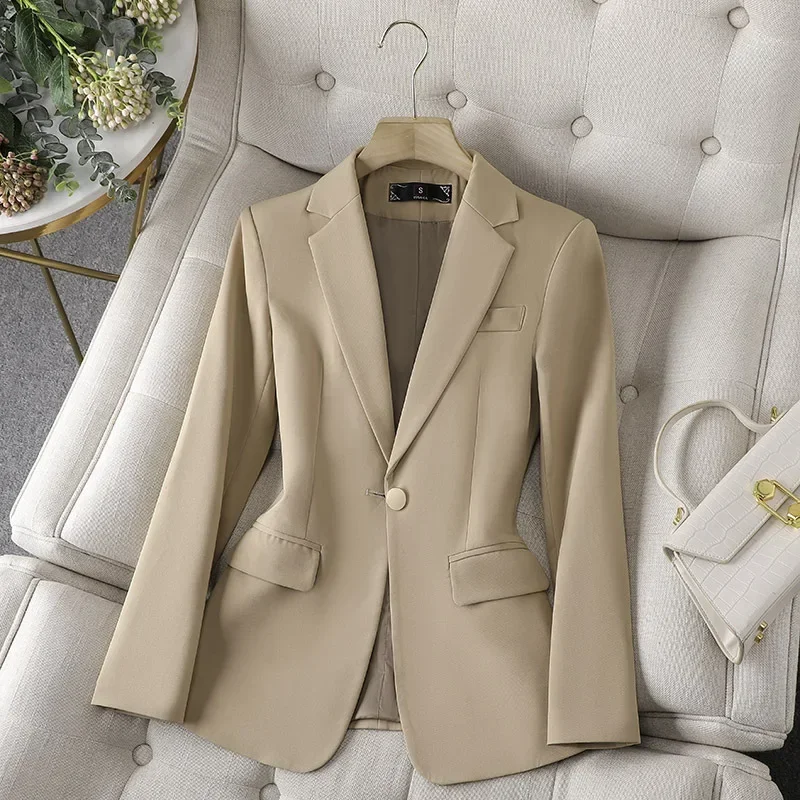 Blazer en coton trempé pour femmes d'affaires noires, vêtements de travail de bureau pour femmes, manteau de mode pour filles, robe de Rhde haute qualité, femme, printemps, 1 pièce