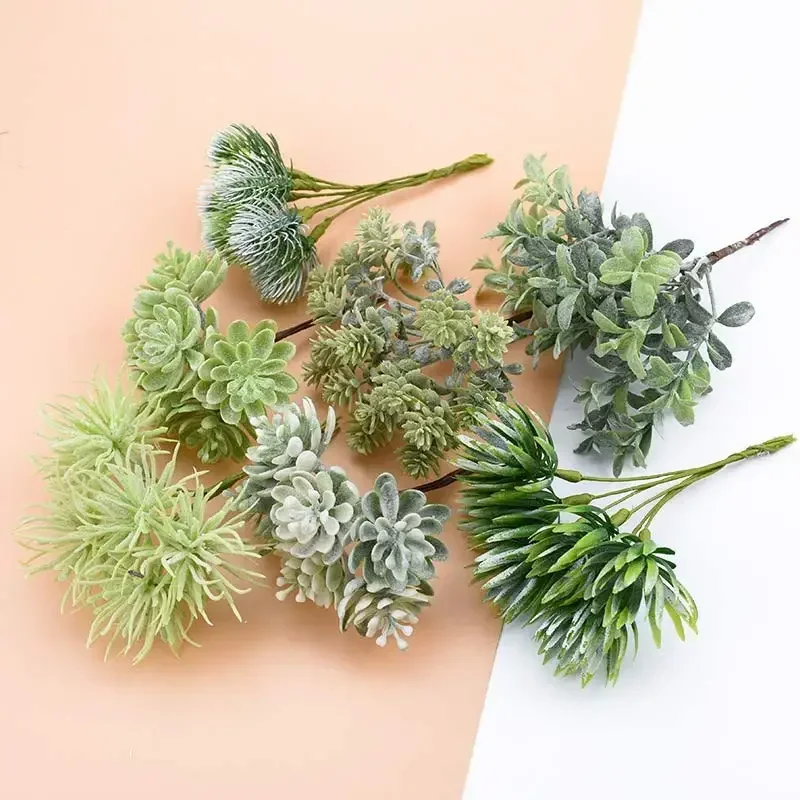 

Green Artificial Plant Mini Bouquet for Home Decor Garden Christmas Wedding Decoration Fake Flower DIY Garland Accessories