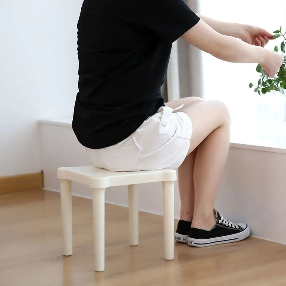 Portable Small White Plastic Stool for Children Detachable Indoor Outdoor Use Thick Stable Anti Skid Low Chair Elegant Simple