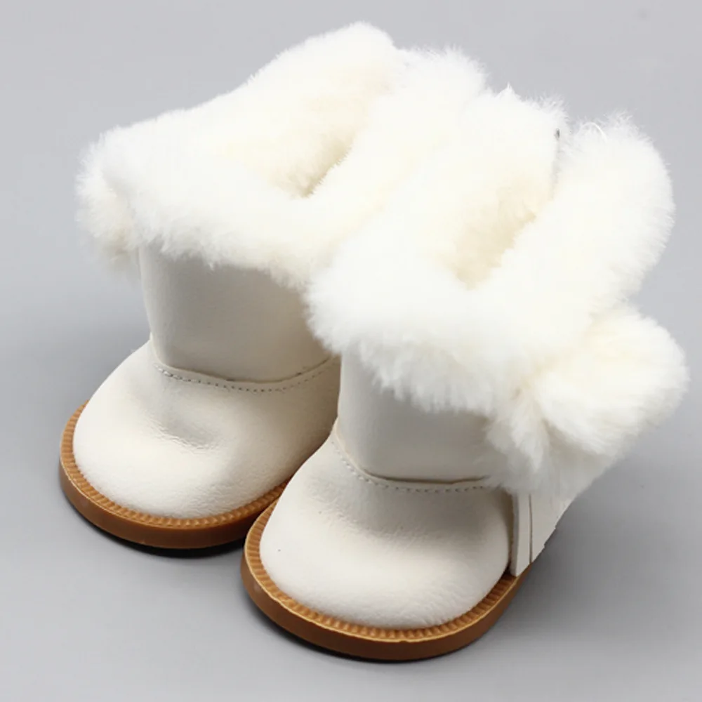 18 Inch Girls Dolls Snow Fuzzy Boots Shoes for 43cm Baby Doll Clothes Accessories Baby Winter Chirstmas Shoes Gift Girls Toys