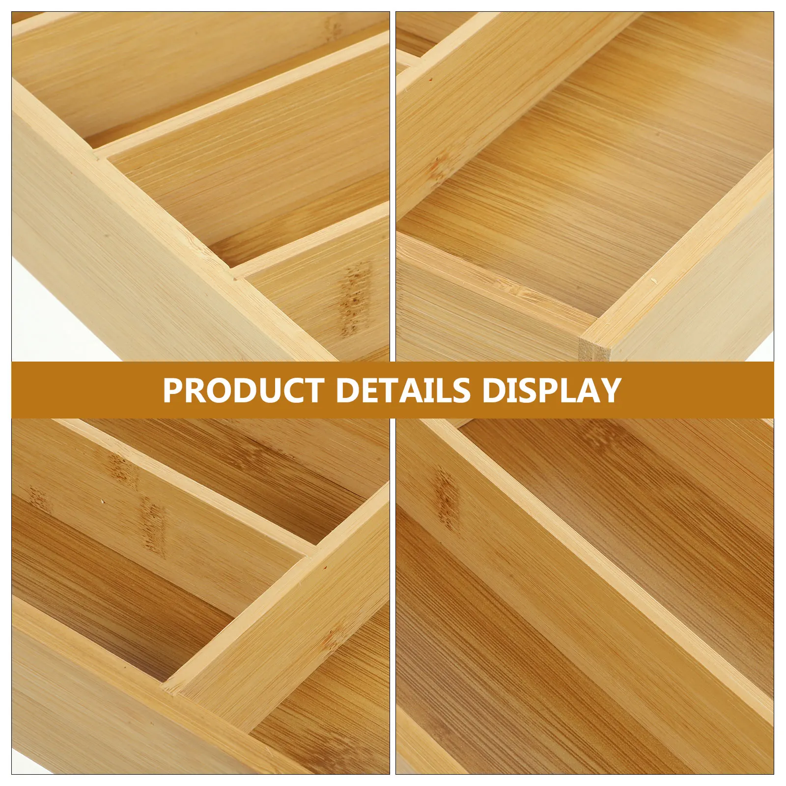 

Bamboo Storage Box Multi-Grid Drawer Organizer Kitchen Cutlery Tray Stationery Pen Holder Silverware Utensil Case Desktop