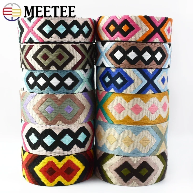 

Meetee 2/5M 38/50mm Polyester Jacquard Webbing 2mm Thick Seat Belt Tape Shoes Backpack Strap Decorative Lace Ribbon Sewing Bias