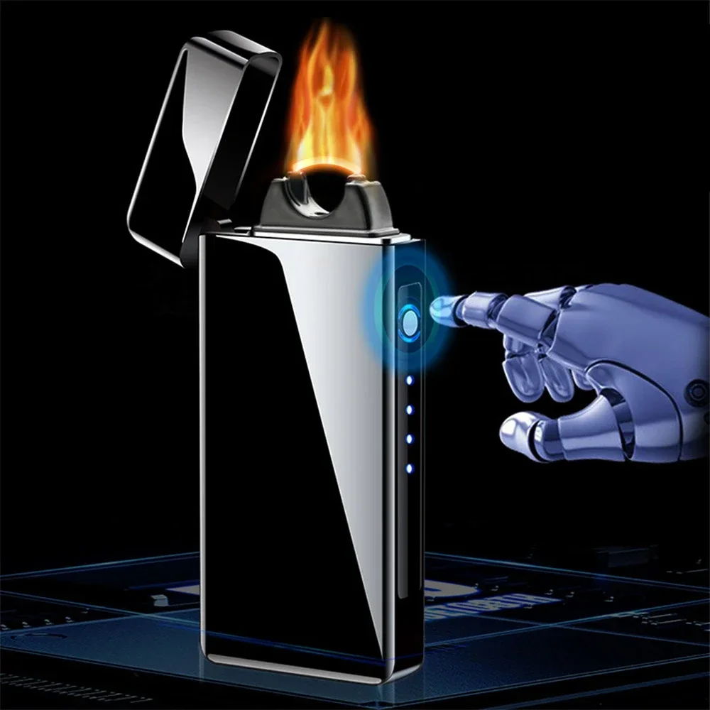 Extra Large Arc Cigar Lighter Electric Flame Plasma Arc Lighter Metal Windproof USB Rechargeable Lighter For Smoking Accessories