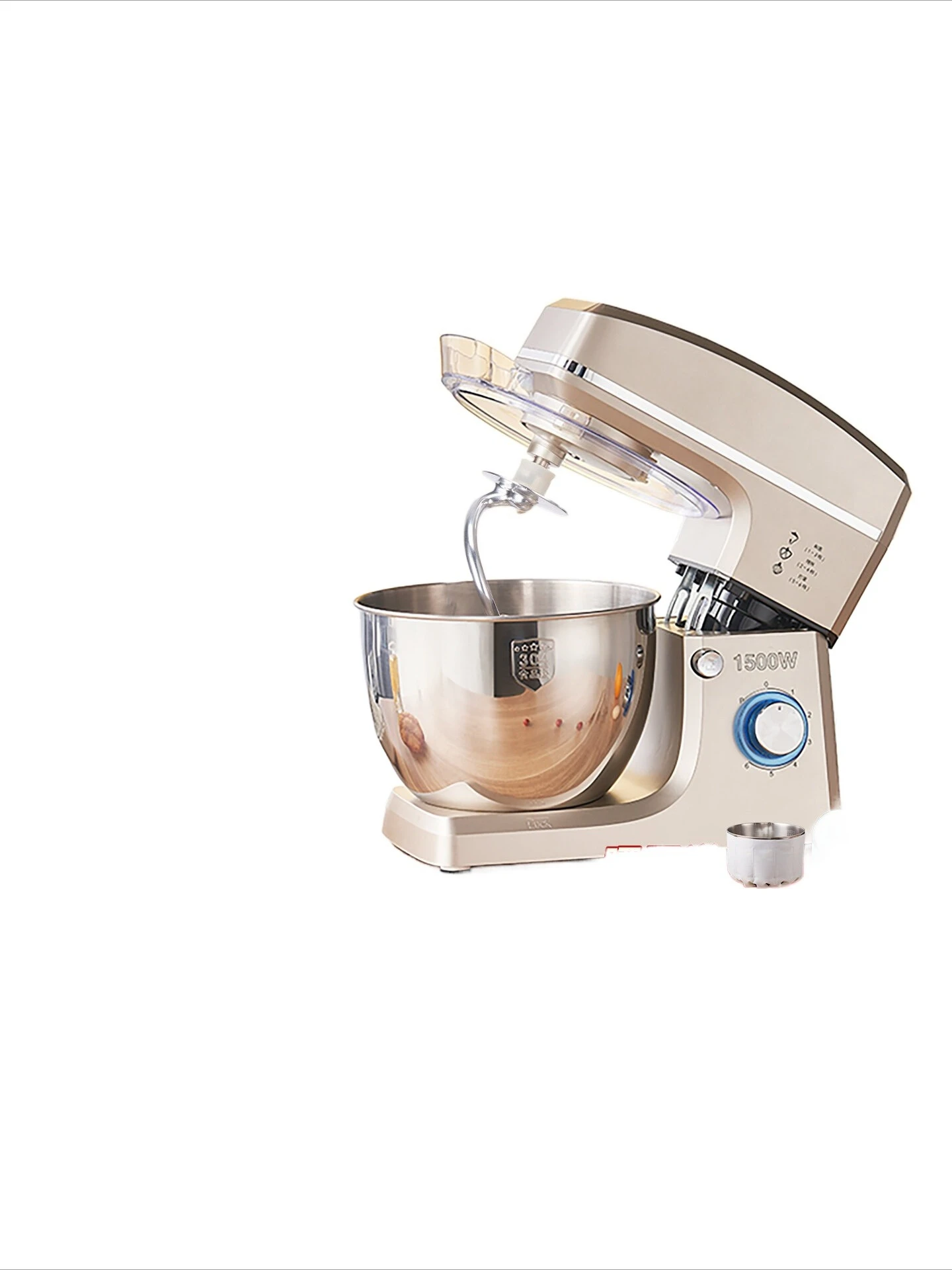 Stand mixer, compact fully automatic dough kneading and mixing machine, large capacity, 6-speed speed regulation, powerful motor
