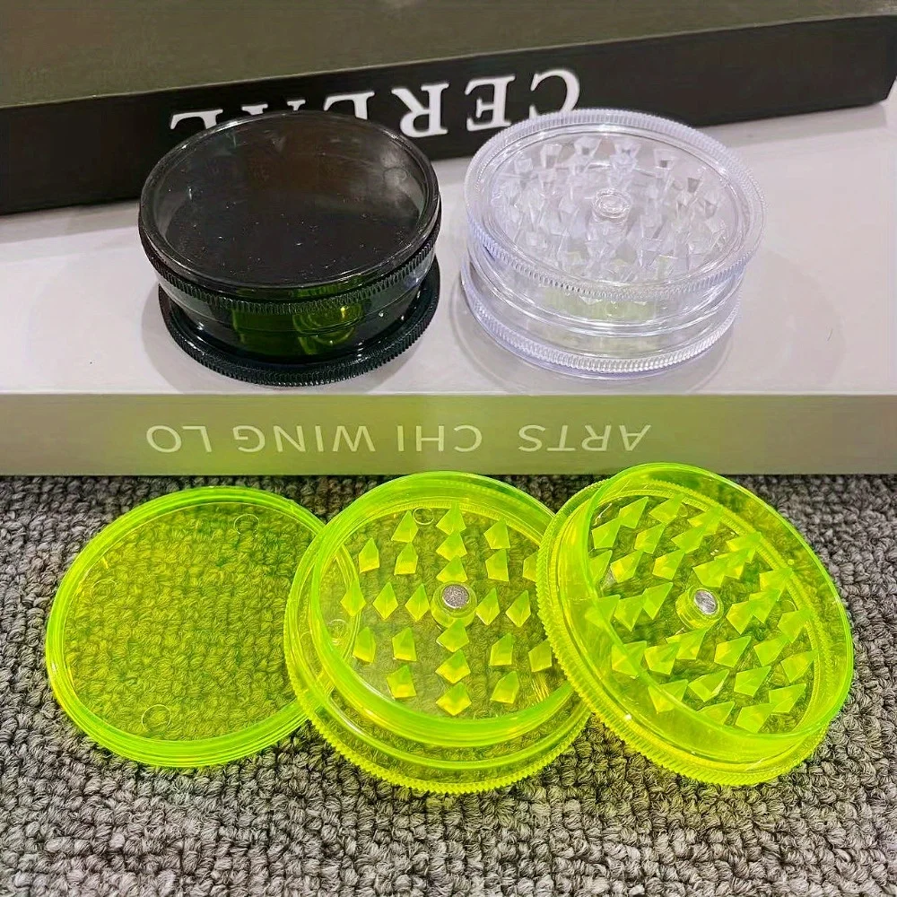 2,3 zoll Kunststoff Kräutermühle 3-schichten Pfeffer Brecher Salzmühle Stößel Manuelle Mörtel Tabak Gras Mühle Rauchen Zubehör