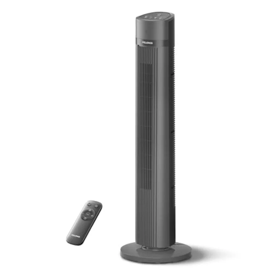 40-inch bladeless tower fan for bedroom: ABS plastic, black, ultra-quiet 27 dB with cold air flow, 90 oscillation, 3 speed sett
