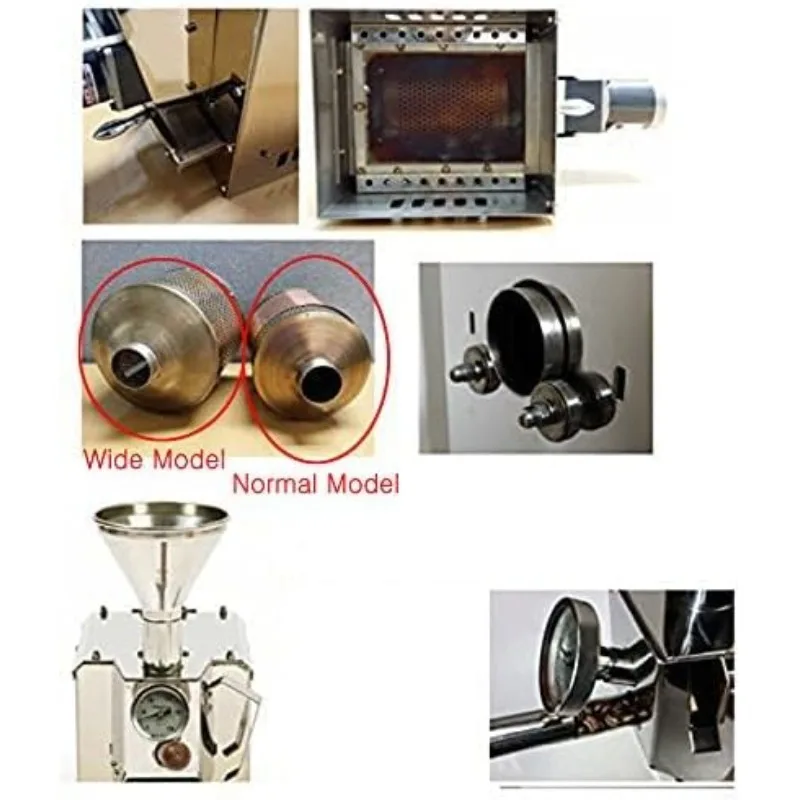 WIDE size (300g) Home Coffee Roaster Motorize Type Full Package Including Thermometer, Hopper, Probe Rod, Chaff Holder (Ga
