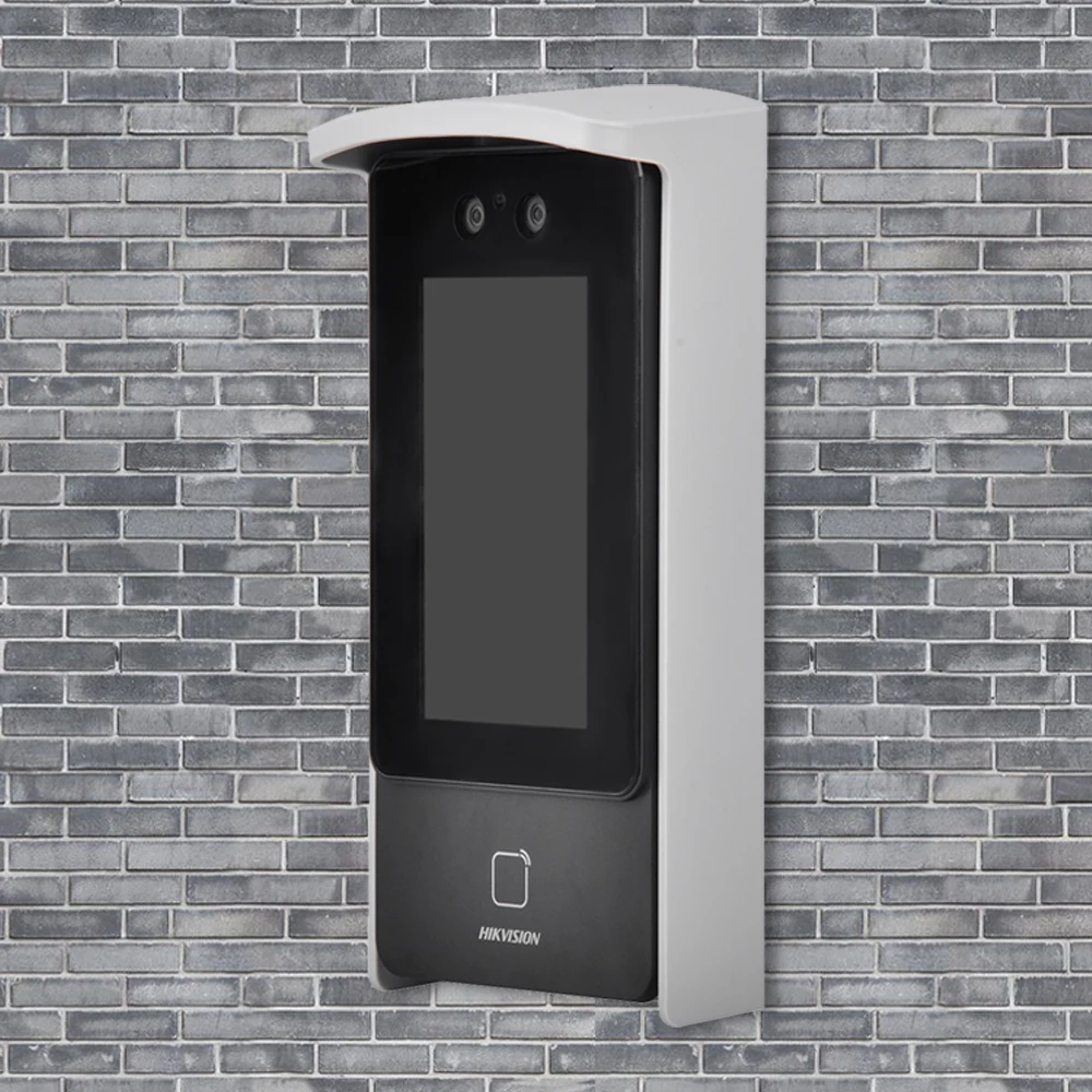 غطاء مطر مثبت على الحائط من Hikvision درع مقاوم للمطر لمحطة باب الفيلا 4.3 بوصة جهاز التحكم في الوصول للتعرف على الوجه
