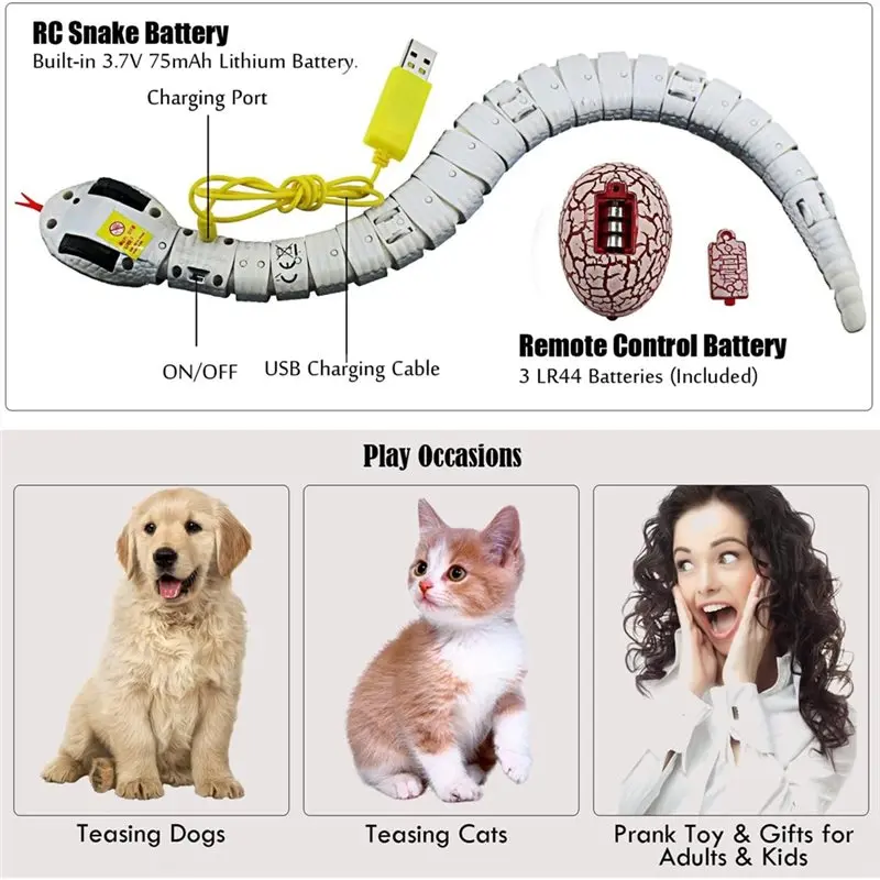 ABUM-IR Remote Control RC Snake Crawlers Fake Realistic Animal Vehicle Scary Prank For Kids Christmas Birthday Gifts