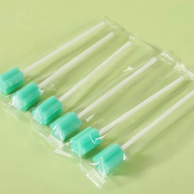 50Pcs Disposable Oral Care Sponge Head with Stick Micro Swabs Mouth Tooth Cleaning Toothbrush Dentistry Material