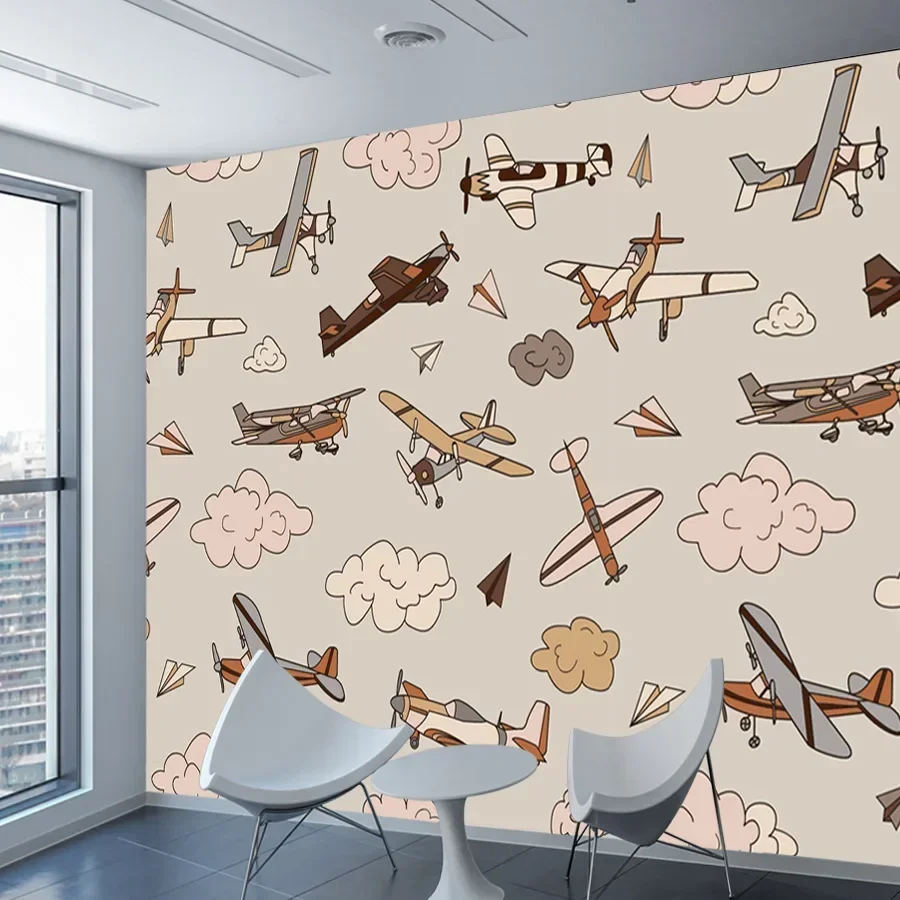 Contact Paper Wall Papers Home Decor Peel and Stick Wallpaper Wallpapers for Living Room Cartoon Plane Mountain Boys Kids Murals