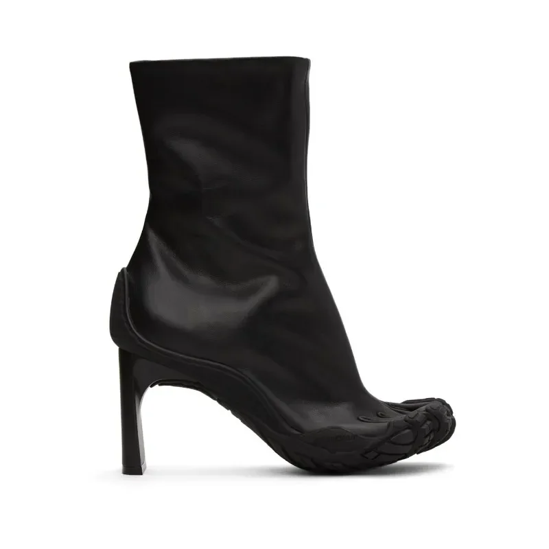 Five Finger Toe Fashion Novel Women Boots Black/pink/white High Heel Ankle Boots 2025 New Elastic Mesh Cloth Luxury Socks Boots