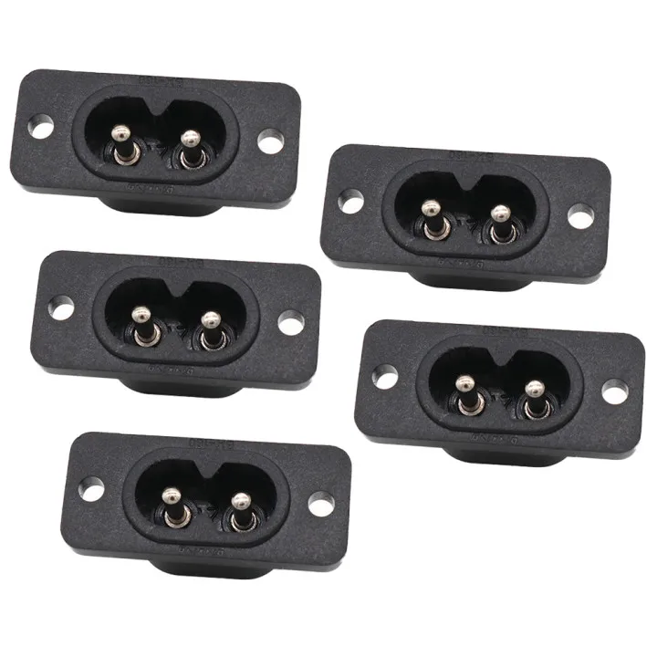 5PC C8 Male Power Socket Female Plug Power Outlet Embedded Electric Connector AC 2.5A 250V 8-Shaped Plug Socket 35mm*15mm