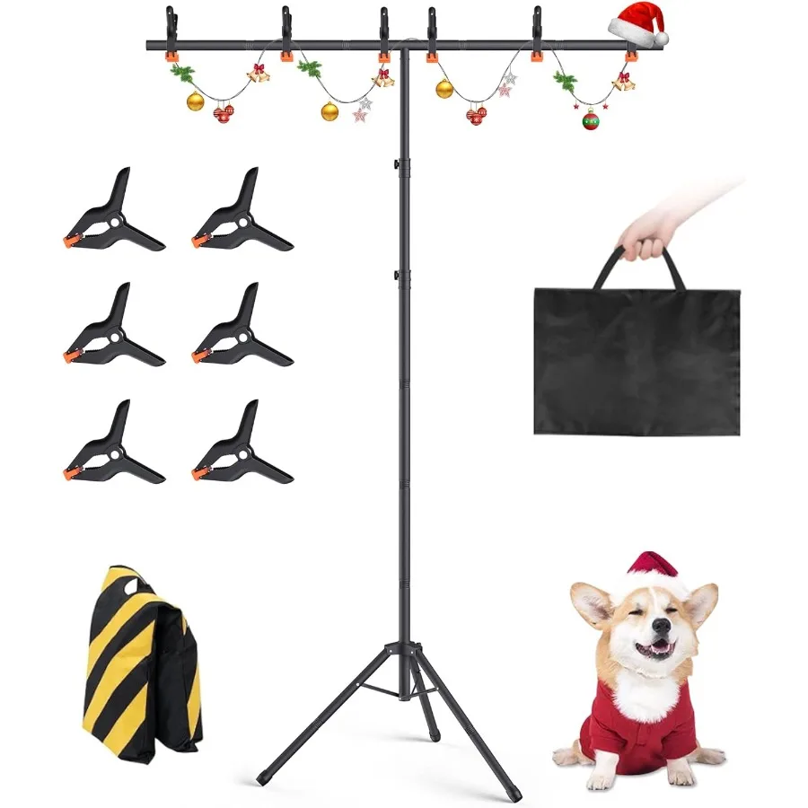 

Portable TShape Backdrop Stand Support Kit 8x5.3ft Adjustable Photography Green Screen Backdrop Stand for Parties Photography V