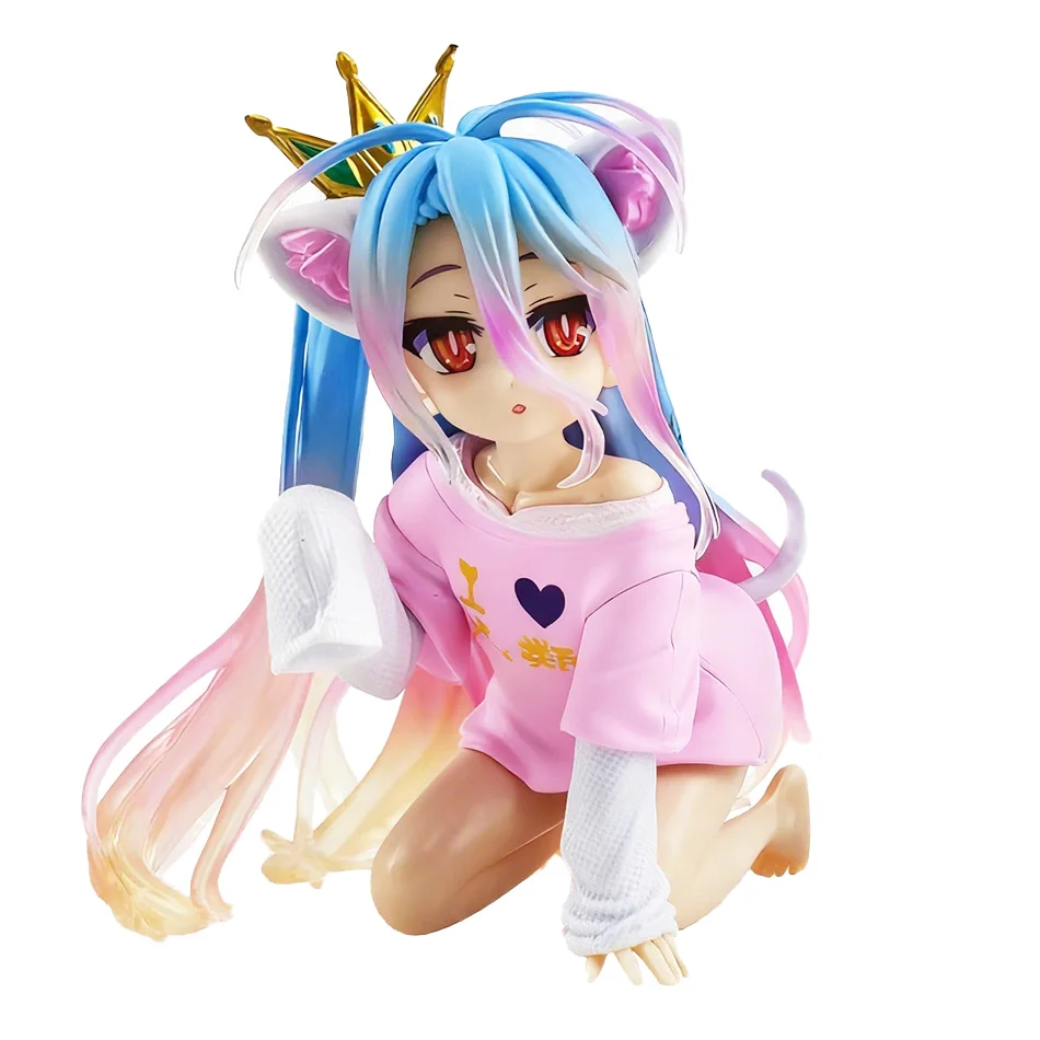 10cm 노 게임 노 라이프 애니메이션 피규어 데스크탑 귀여운 고양이 귀 시로 액션 피규어 방 장식 PVC 성인 컬렉션 모델 인형 장난감