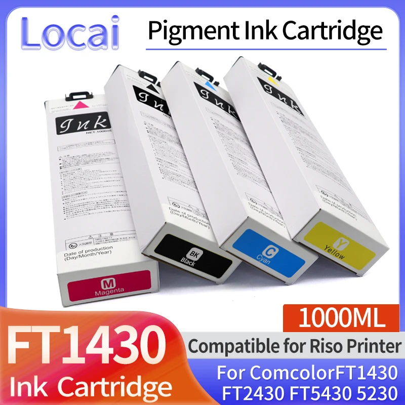 Cartucho de tinta Compatible con Riso, impresora de inyección de tinta con chip, Comcolor FT1430, FT2430, FT5430, FT5230, 1000ML