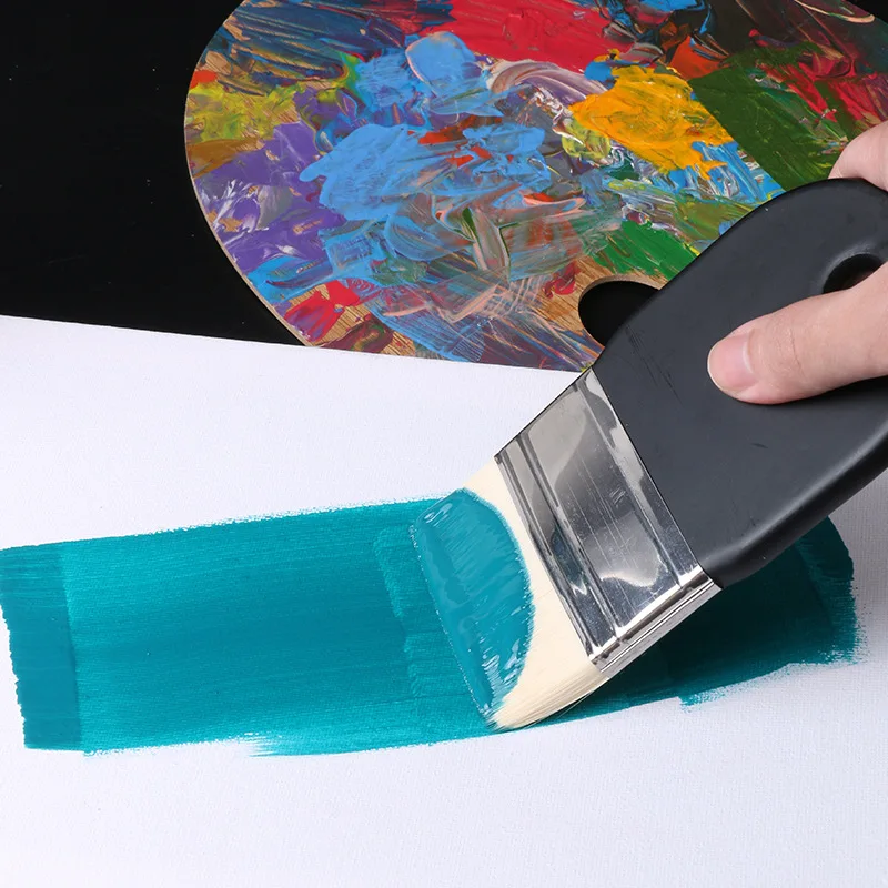 3 Sizes Nylon Square-Wash Paintbrushes Watercolor Oil Painting Brush, Acrylic Wall Painting Brush For Students Art Tools image 6