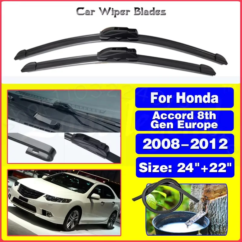 

For Honda Accord 8th Gen Europe Model 2008 - 2012 Windshield Windscreen Window Brushes 24"+22" Silent upgrade version