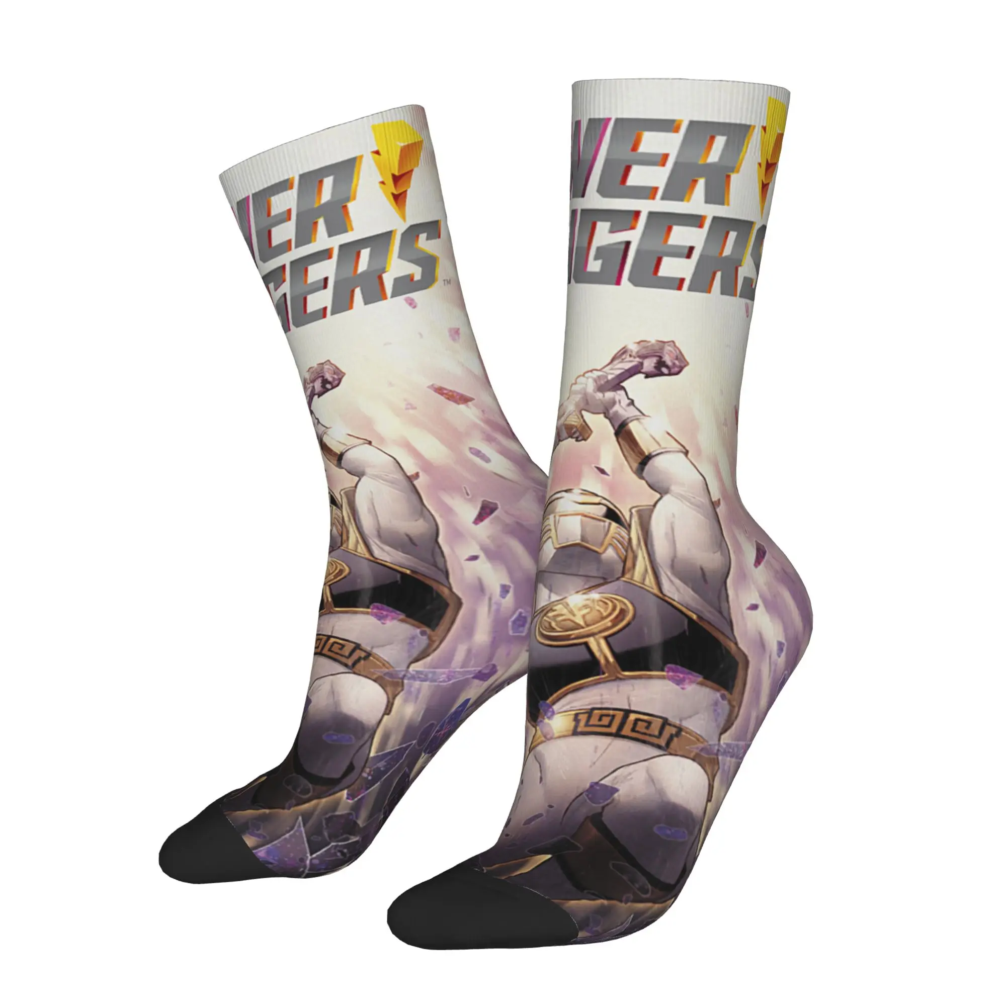 Socks Vintage Power Rangers Mighty Morphing Group Battle Comic Poster Crazy Men's compression Socks Unisex Crew Sock