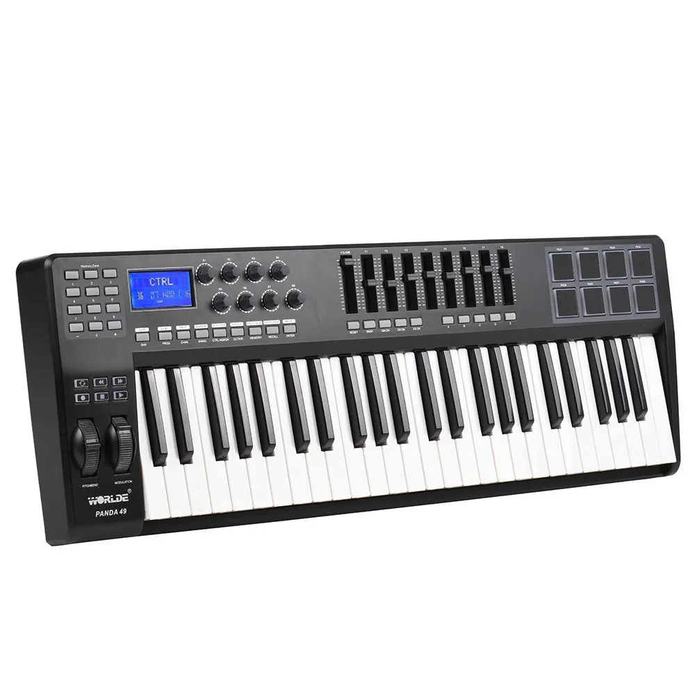 PANDA49 Portable 49-Key USB MIDI Keyboard Controller 8 RGB Colorful Backlit Pads With USB Cable