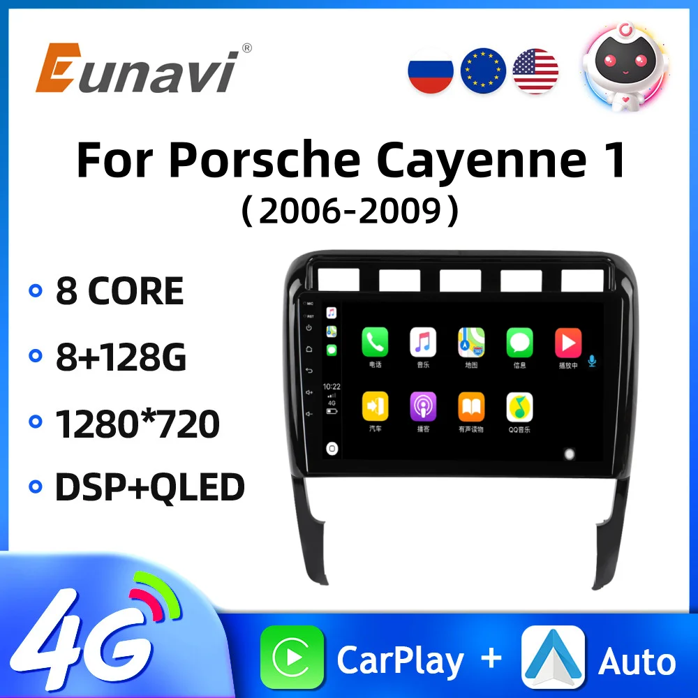 Eunavi Android Auto Stereo Carplay for Porsche Cayenne 1 2006-2009 WIFI Car Radio Head Unit Multimedia System 9