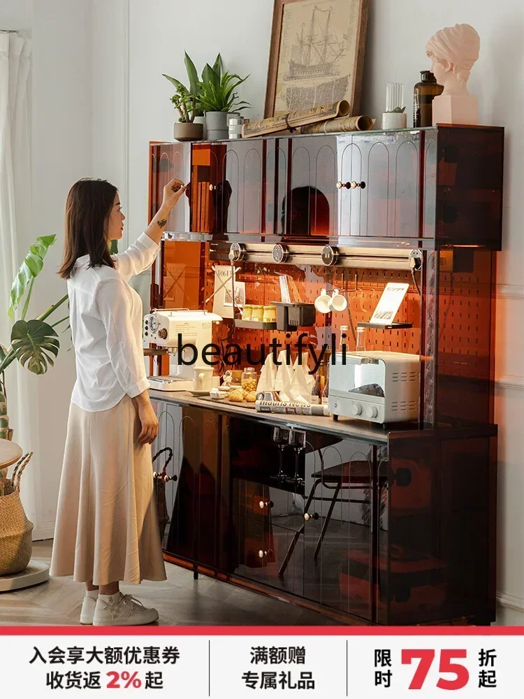 

2003 Light luxury acrylic rock slab large combination dining side cabinet living room tea and wine cabinet