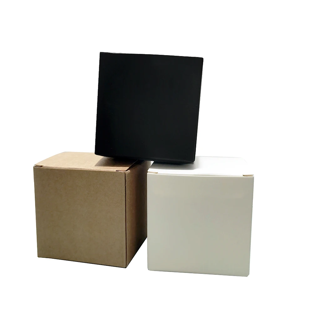 20/50pcs Multi Size Square Kraft Paper Box Black White Brown kraft cardboard Packaging Gift Box For wedding candy Party favor