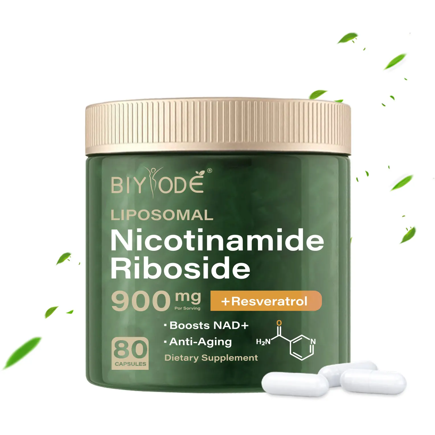 NAD+ Supplement Capsules - Liposomal Nicotinamide Riboside Capsules 900mg with Resveratrol & Quercetin - for Anti-Aging, Energy