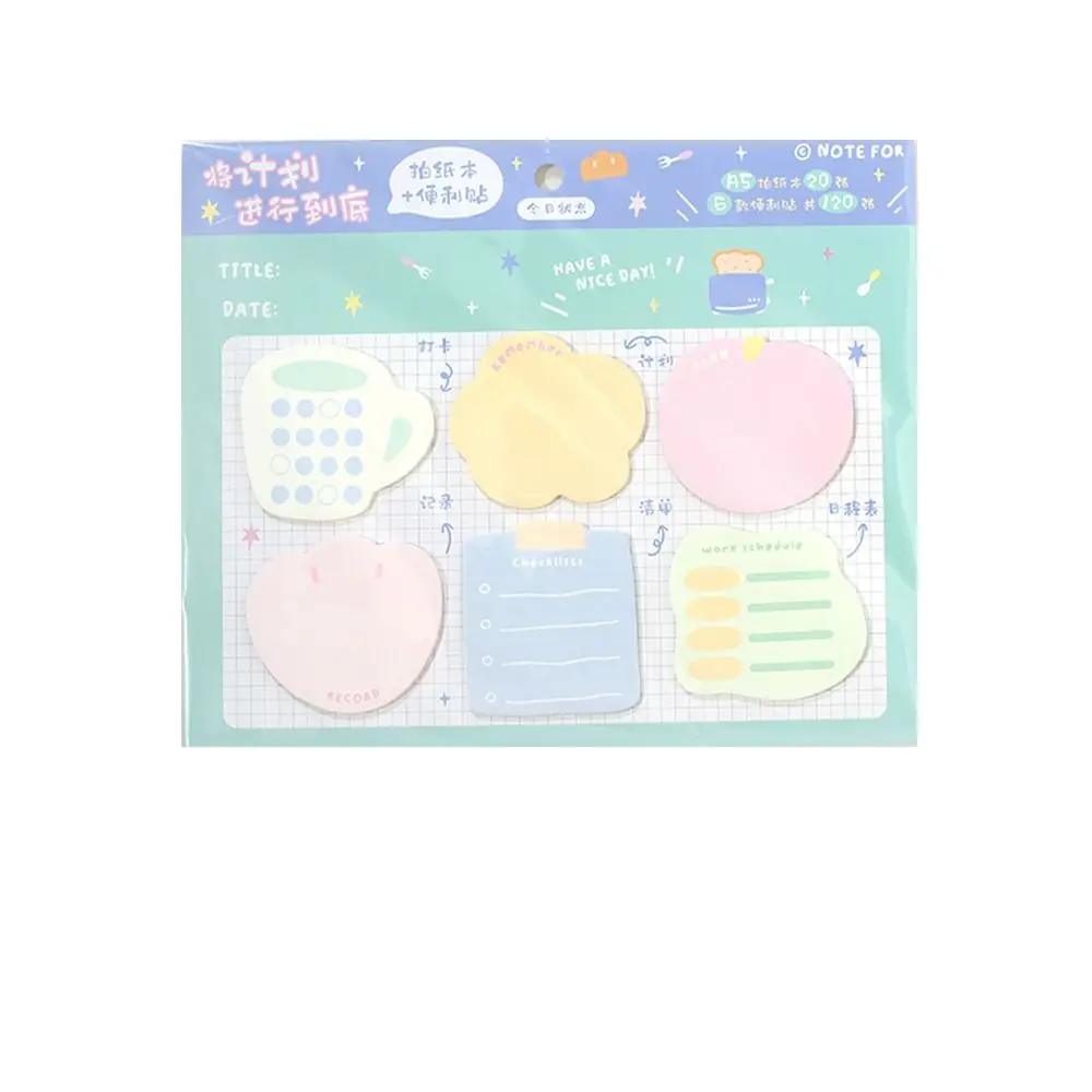 Measge Paper Study Sticky Note Set, INS Style, To Do List, Memo Pads, Schedule, 6 em 1 Espessura, Student