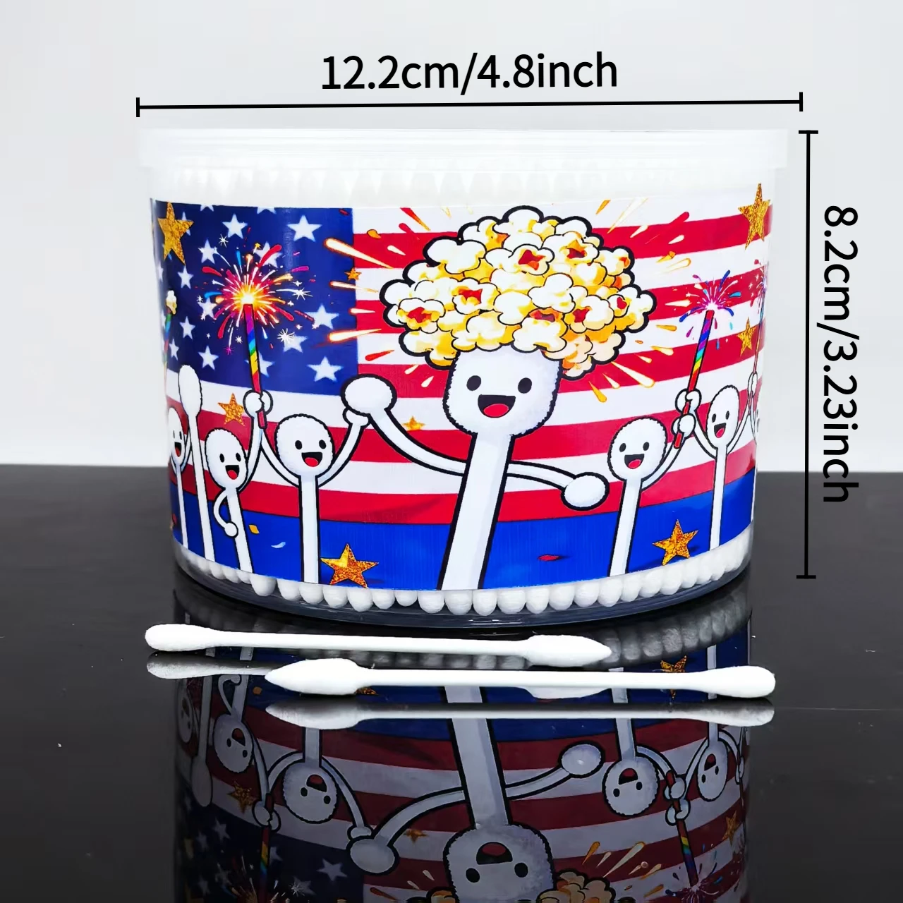 500 Stück kreatives Muster Befreiungstag Element doppelköpfige Wattestäbchen, Wattestäbchen für Erwachsene, Geschenk Wattestäbchen