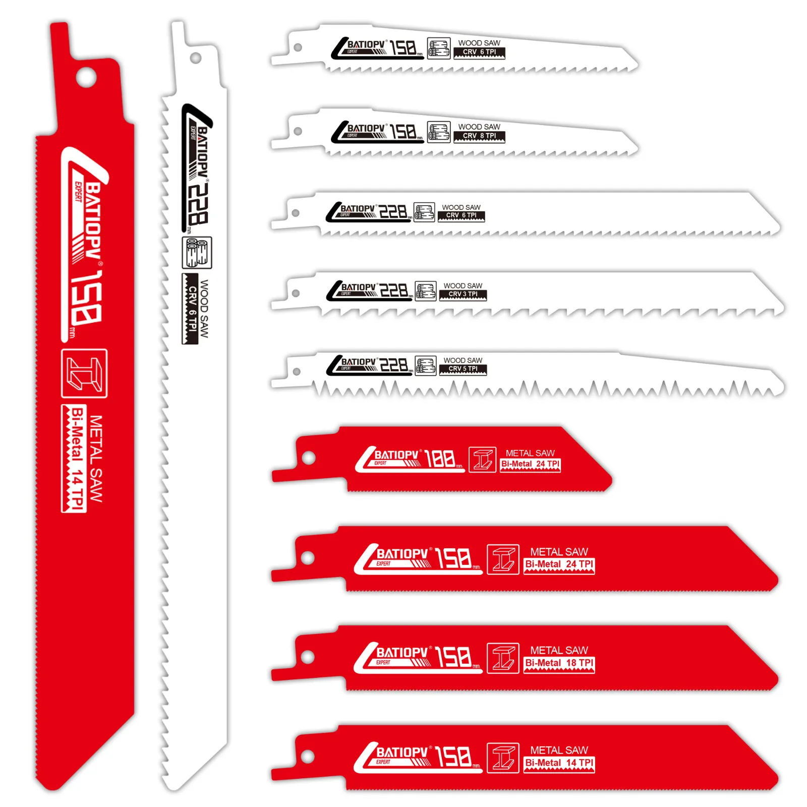 

Reciprocating saw blades100/150/230mm, multi-purpose saw blades for cutting wood and metal, power tool accessories, 32 pieces
