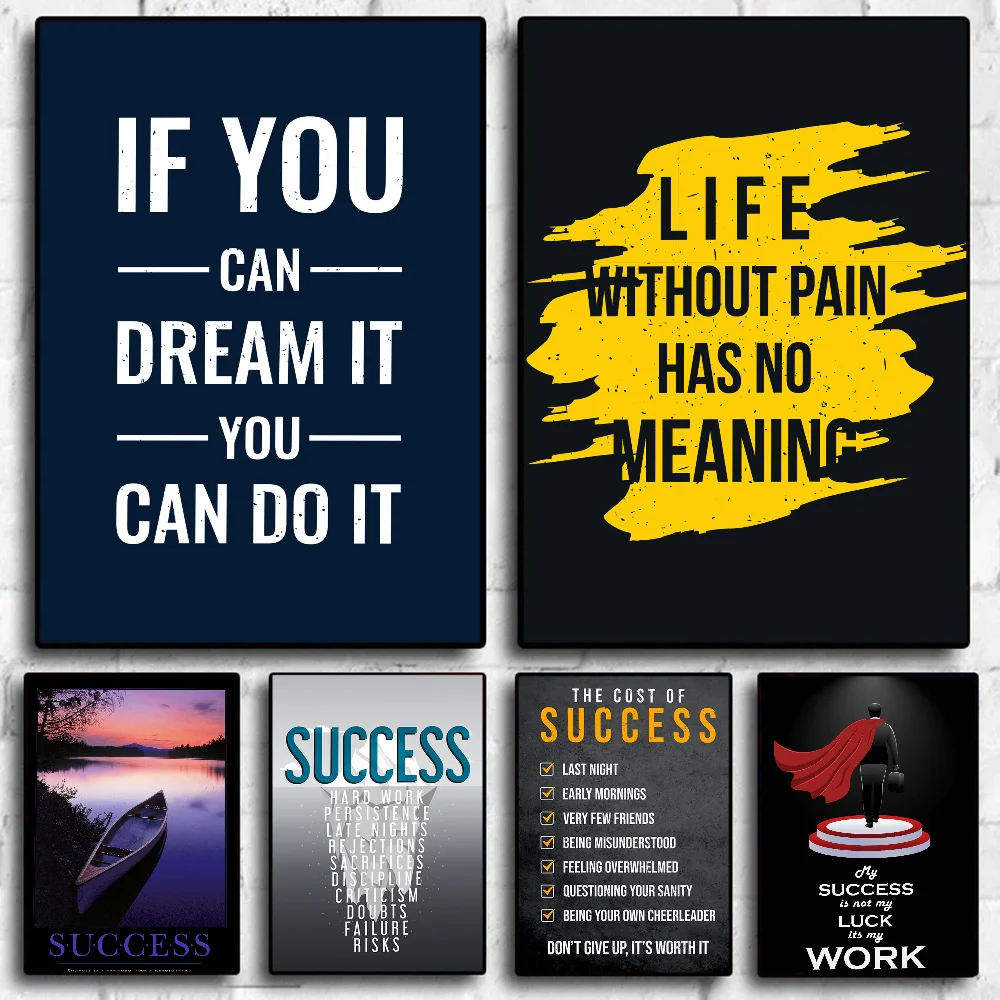 1pc Motivational Quotes Success Poster HD Posters Home Room Bar Cafe Decor Art Wall Painting Picture