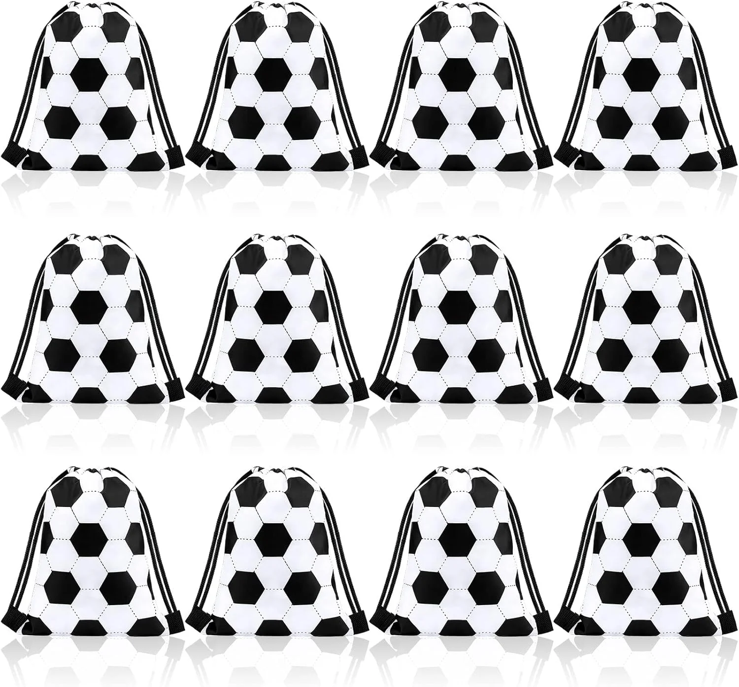 

12 Pack Soccer Drawstring Bags Bulk Small Sport Goodie Snack Treat Backpack Party Favor
