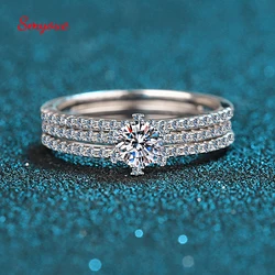 Smyoue 1ct D Kleur Moissanite Ringen voor Vrouwen Bruiloft Bruids Sets Ideal Cut 925 Verzilverd Platina 18k Gouden Sieraden set Gift