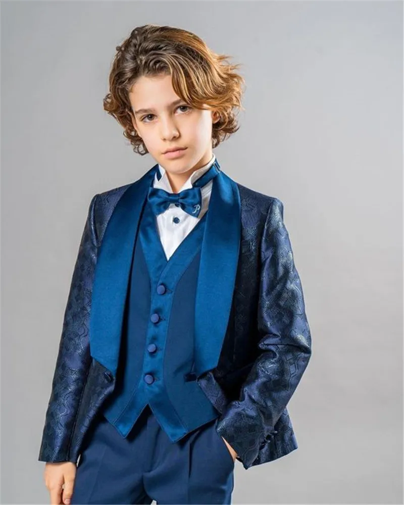 

Blue Boy Kids Suits Set Kids 3 Pieces Suits for Weddings Children Formal Dress for Boys Kids Tuxedo (Jacket+Pants+Vest+Tie)