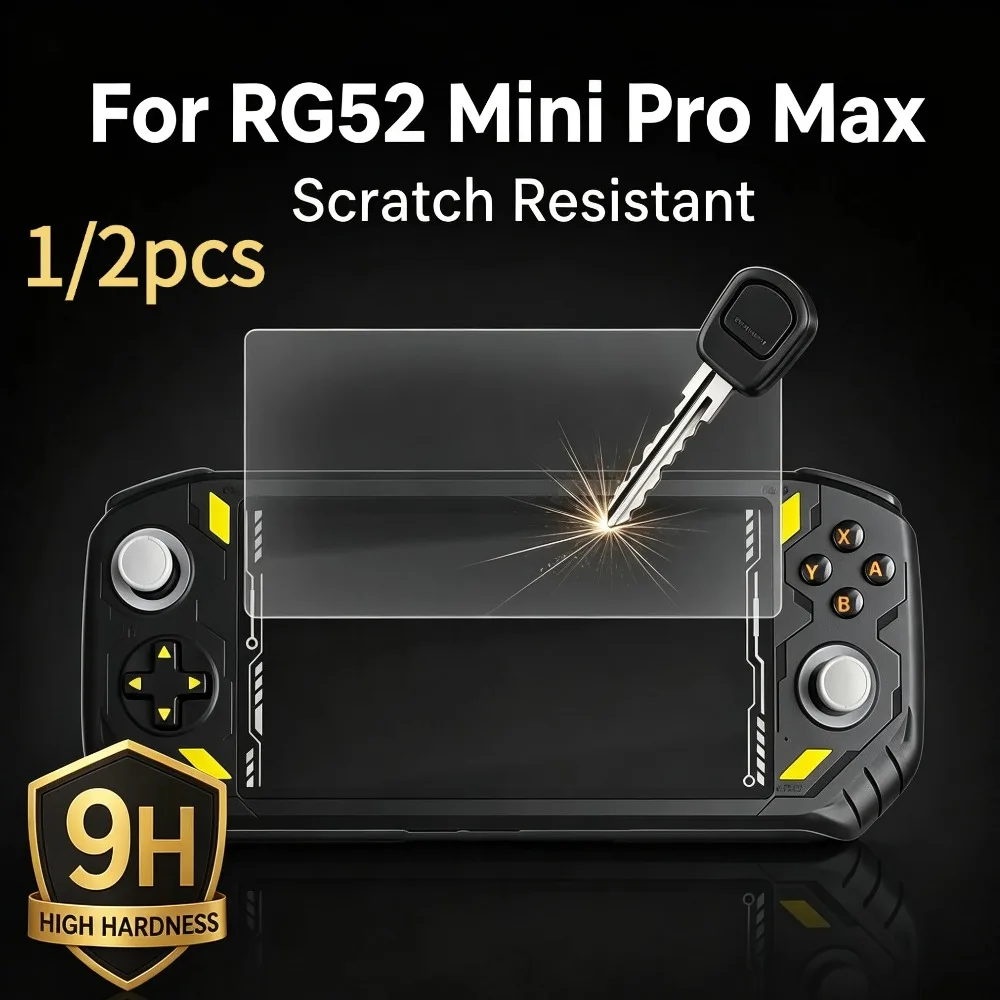 1/2Pcs Tempered Glass Screen Protector For RG52 Mini Pro Max Handheld Game Console 9H Hardness HD Clear Screen Guard Film