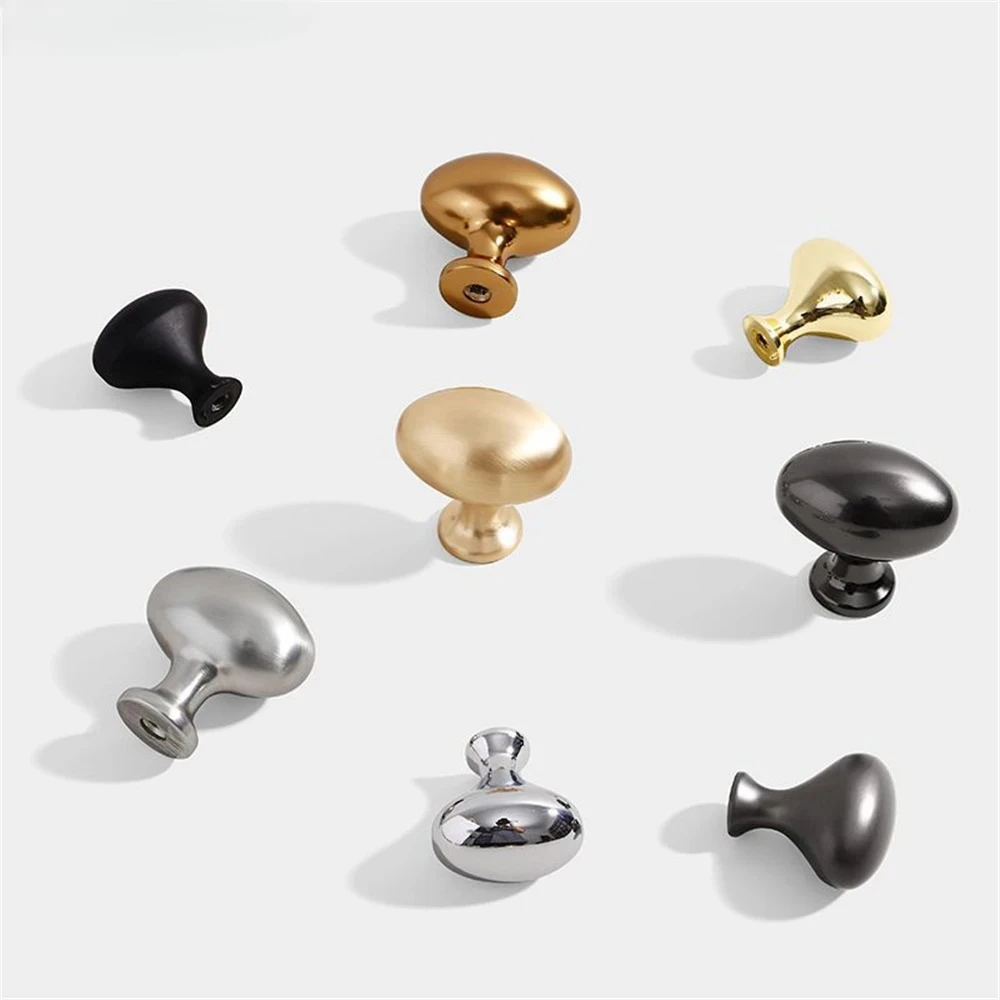 Zinc Alloy Cupboard Wardrobe Drawer Knob Door Pull Furniture Knob Pigeon Egg Kitchen Cabinet Handle Oval Furniture Cabinet Knobs